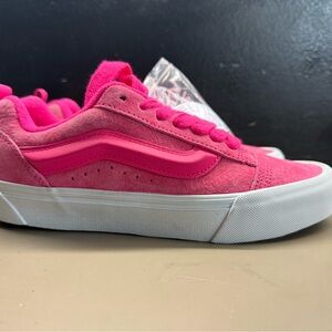 New w/o Box Unisex Vans Old Skool Fat Tongue Pink Suede White Sneakers Women 8.